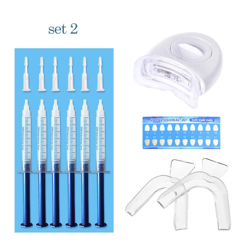 Professional Teeth Whitening Kit with Peroxide Gel and LED Light