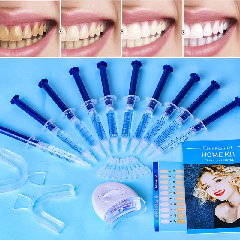 Professional Teeth Whitening Kit with Peroxide Gel and LED Light